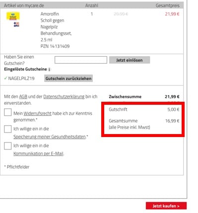 mycare Gutschein verwenden